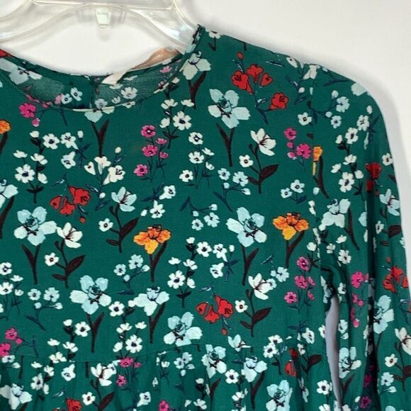 Zara Women's Floral Allover Print Peplum Long Sleeve Top Green Size Small - Picture 5 of 9
